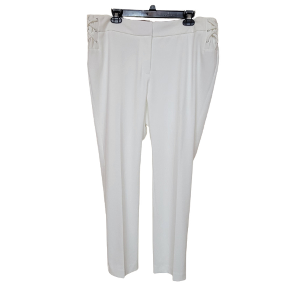 Calvin Klein Lace-Up Pull-on White Pants Size 14W